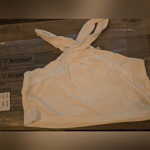 POL White Ribbed Halter Top/Bralette